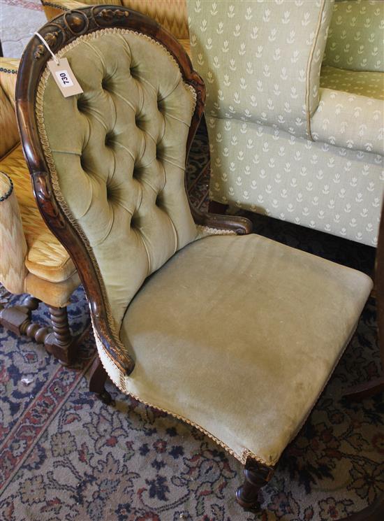 Victorian walnut nursing chair